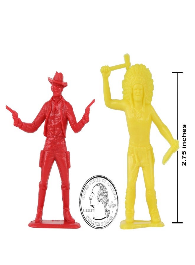Tim Mee Toy TimMee Cowboys & Indians Plastic Figures - 40pc Red & Yellow Playset - US Made - Image 2